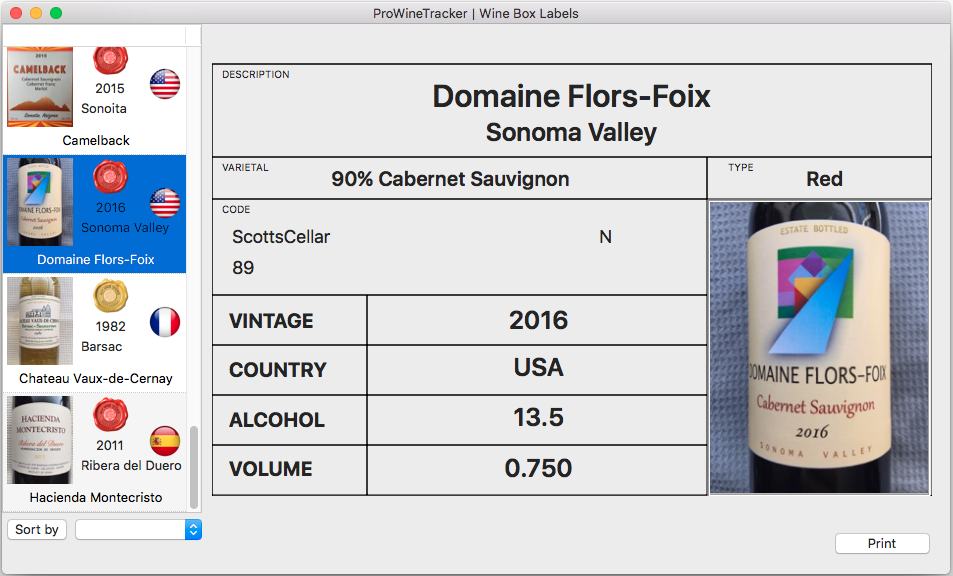 Wine Cellar Tracker Wine Box Labels