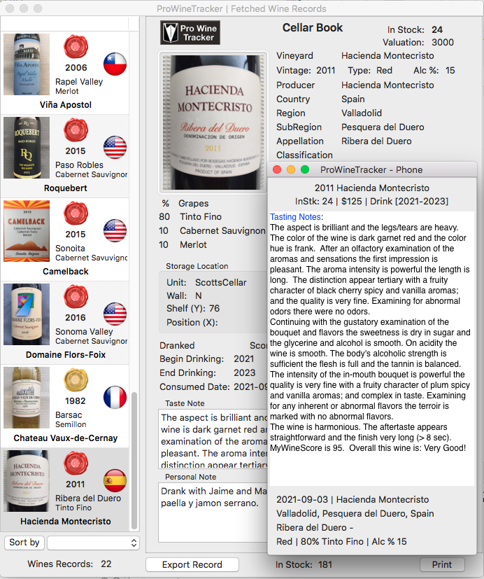 Wine Cellar Tracker Phone Wine Tasting Notes